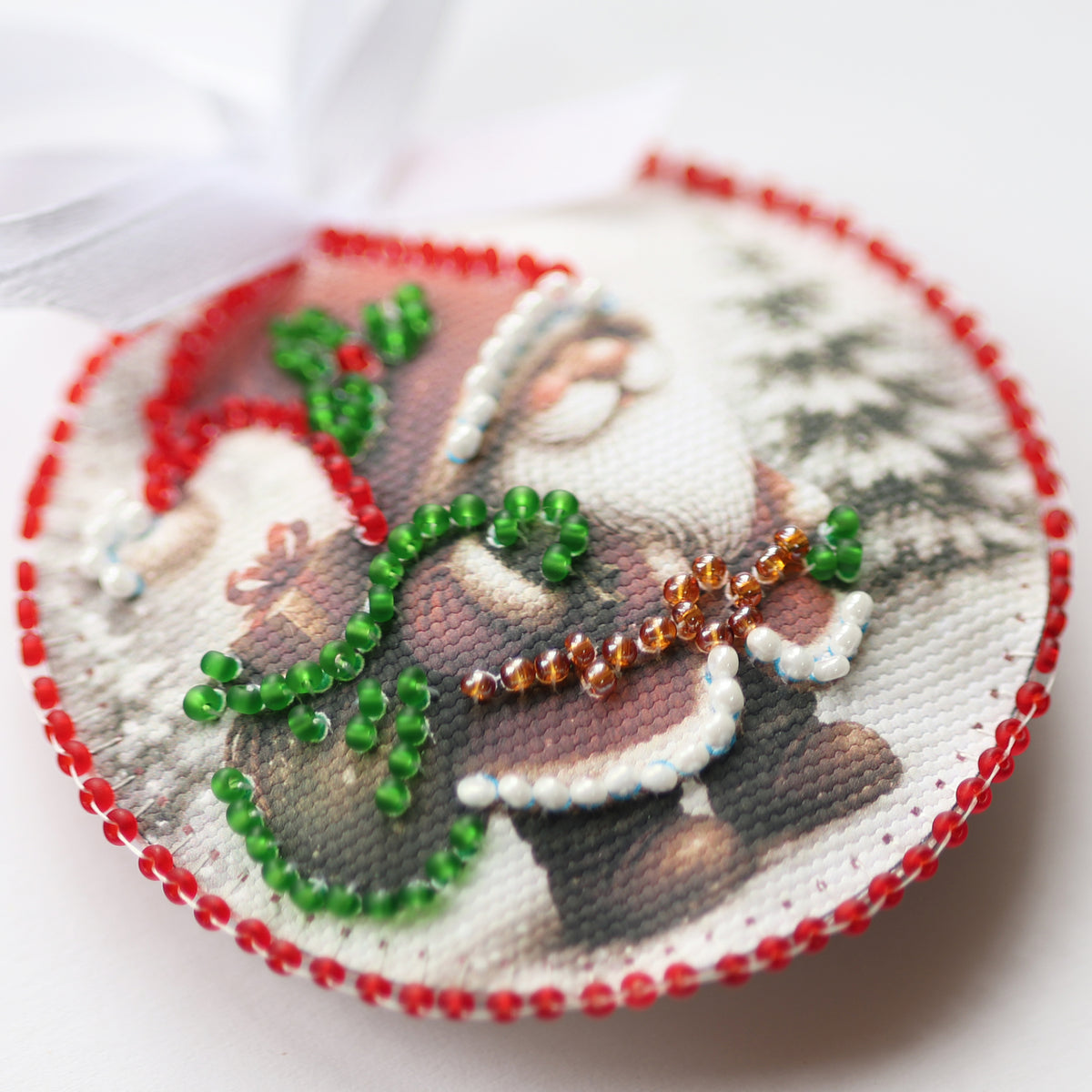 Perlen-Stickset Weihnachtsanhänger • Weihnachtsmann & Schneemann