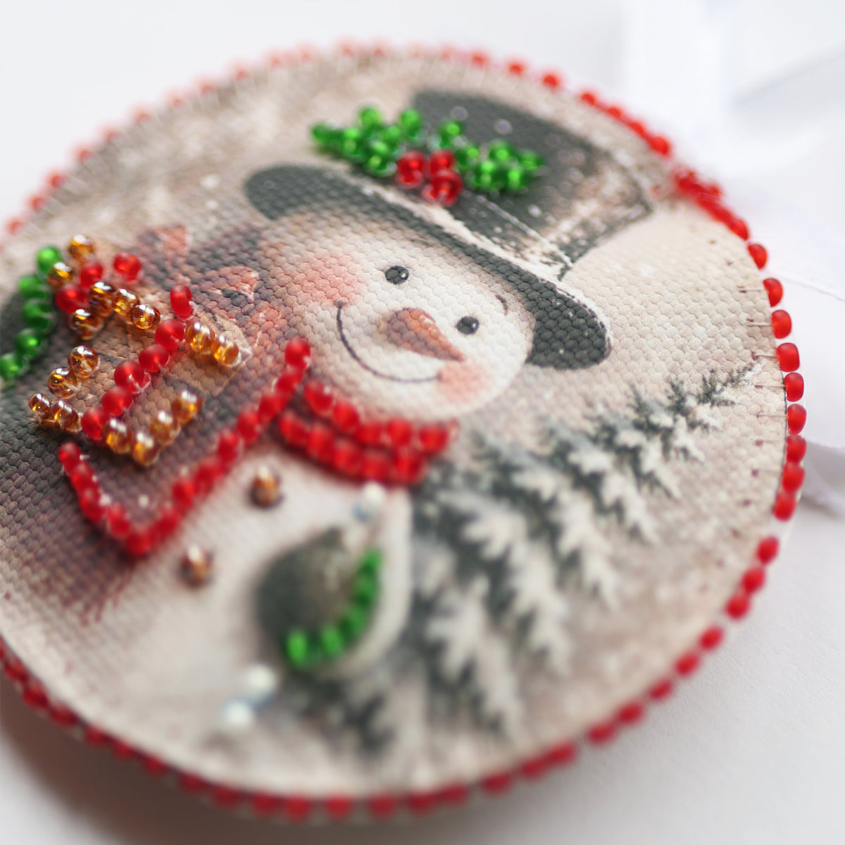 Perlen-Stickset Weihnachtsanhänger • Weihnachtsmann & Schneemann