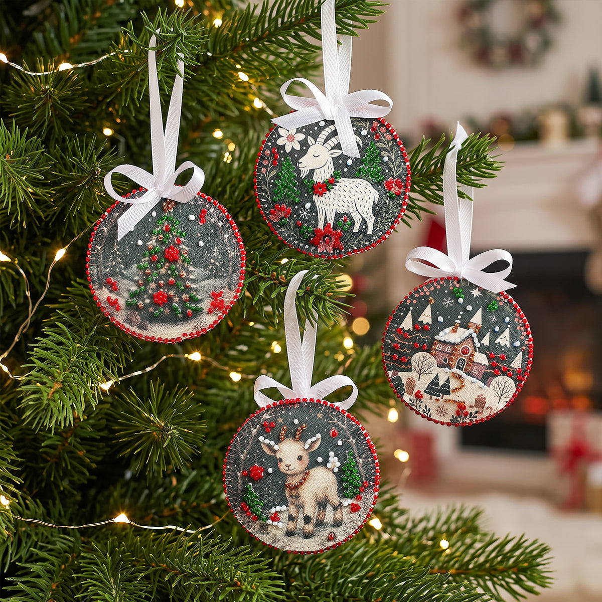 Kit broderie de perles suspension de Noël • Renne & sapin de Noël
