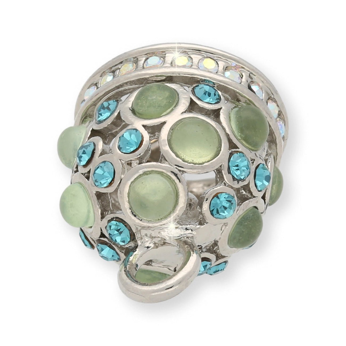 Anhänger “Glocke" - Farbe Silber/Grün/Türkis - PerlineBeads SA