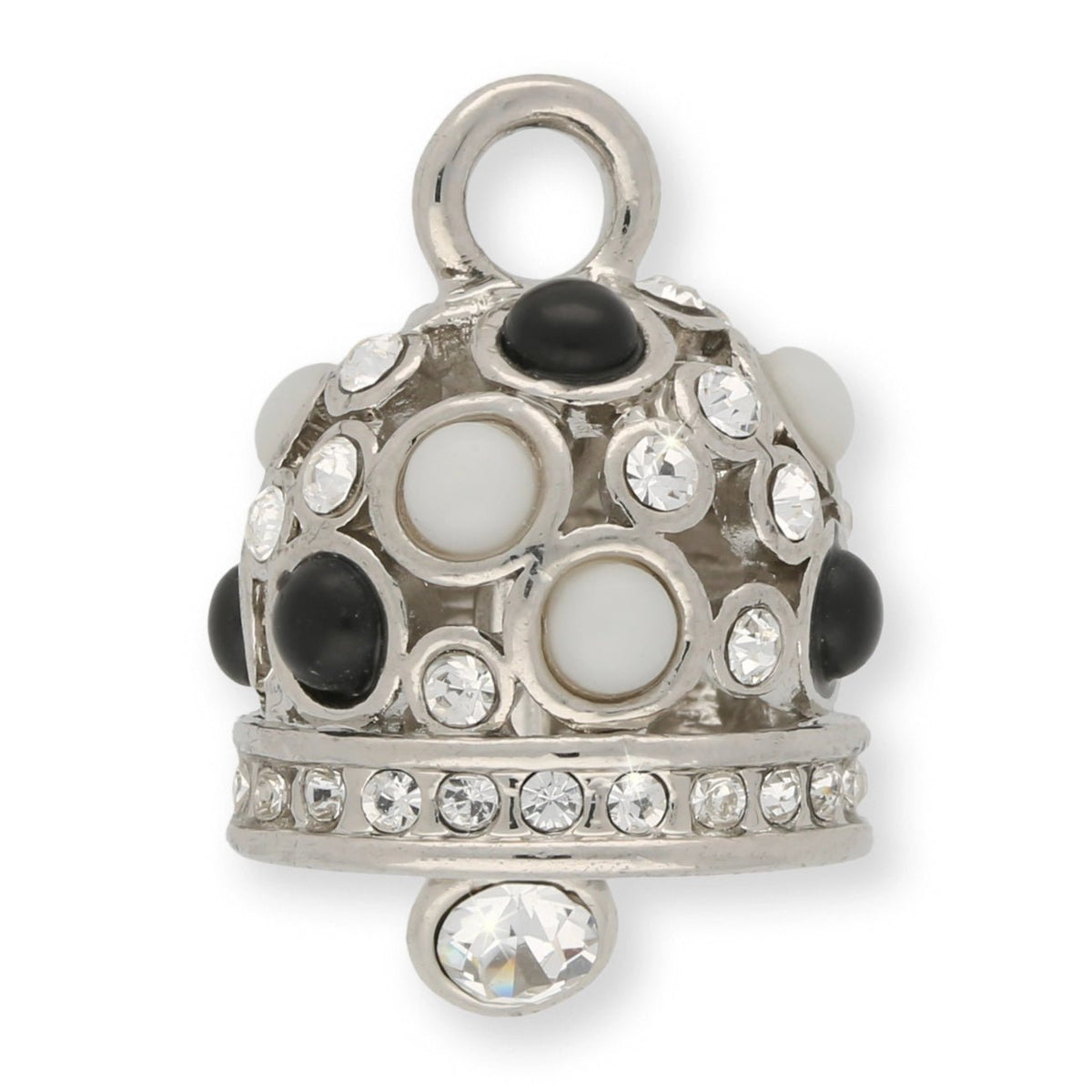 Anhänger “Glocke" - Farbe Silber/Schwarz/Weiss - PerlineBeads SA