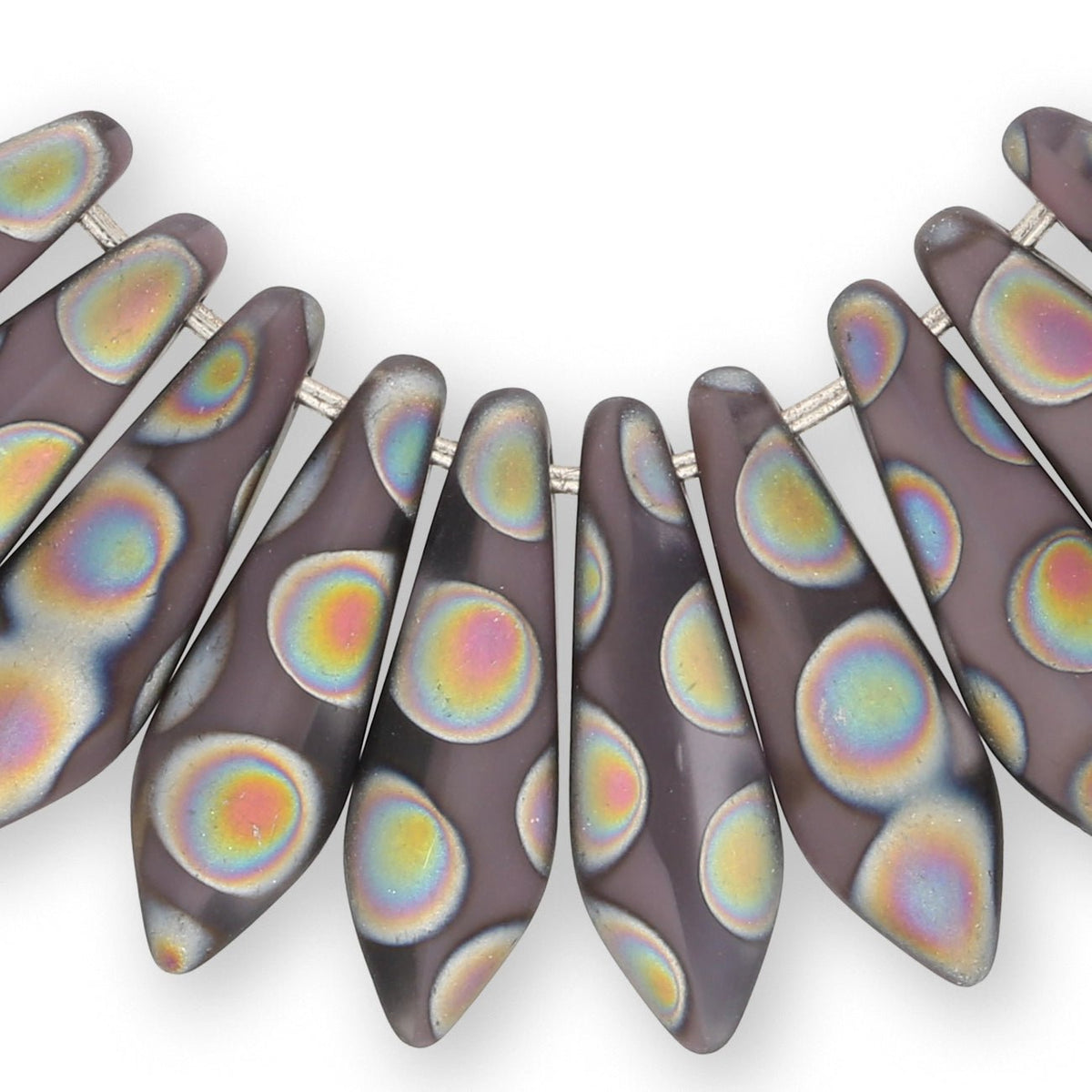 Dagger Bead 1 - Loch - Opaque Lila Vitrail Dots - PerlineBeads SA