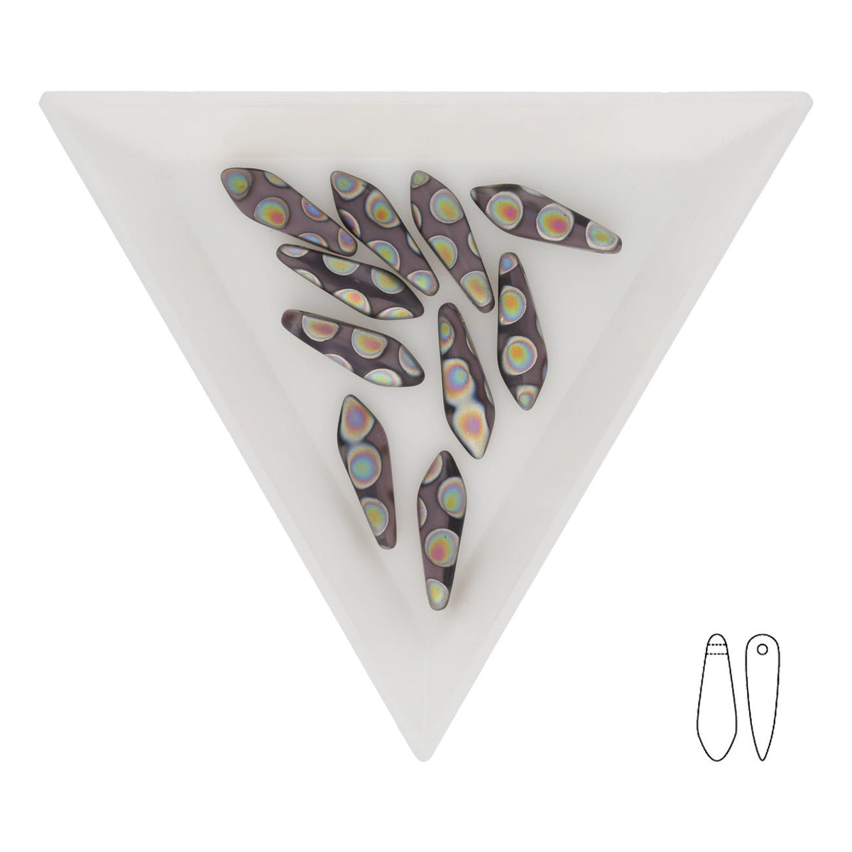 Dagger Bead 1 - Loch - Opaque Lila Vitrail Dots - PerlineBeads SA