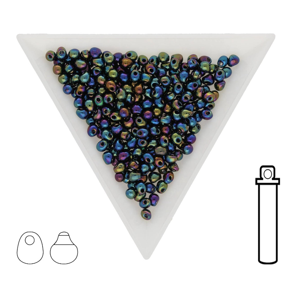 Drop Beads 3,4 mm – Mixed Blue/Green Iris - PerlineBeads SA