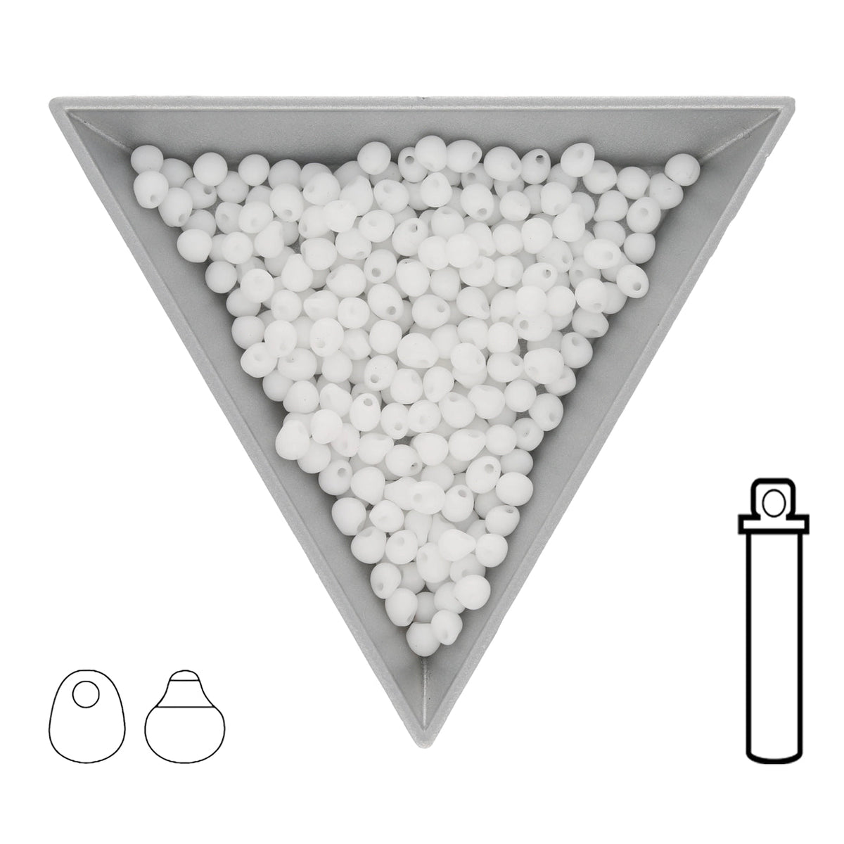 Drop Beads 3,4 mm – Opaque White - PerlineBeads SA