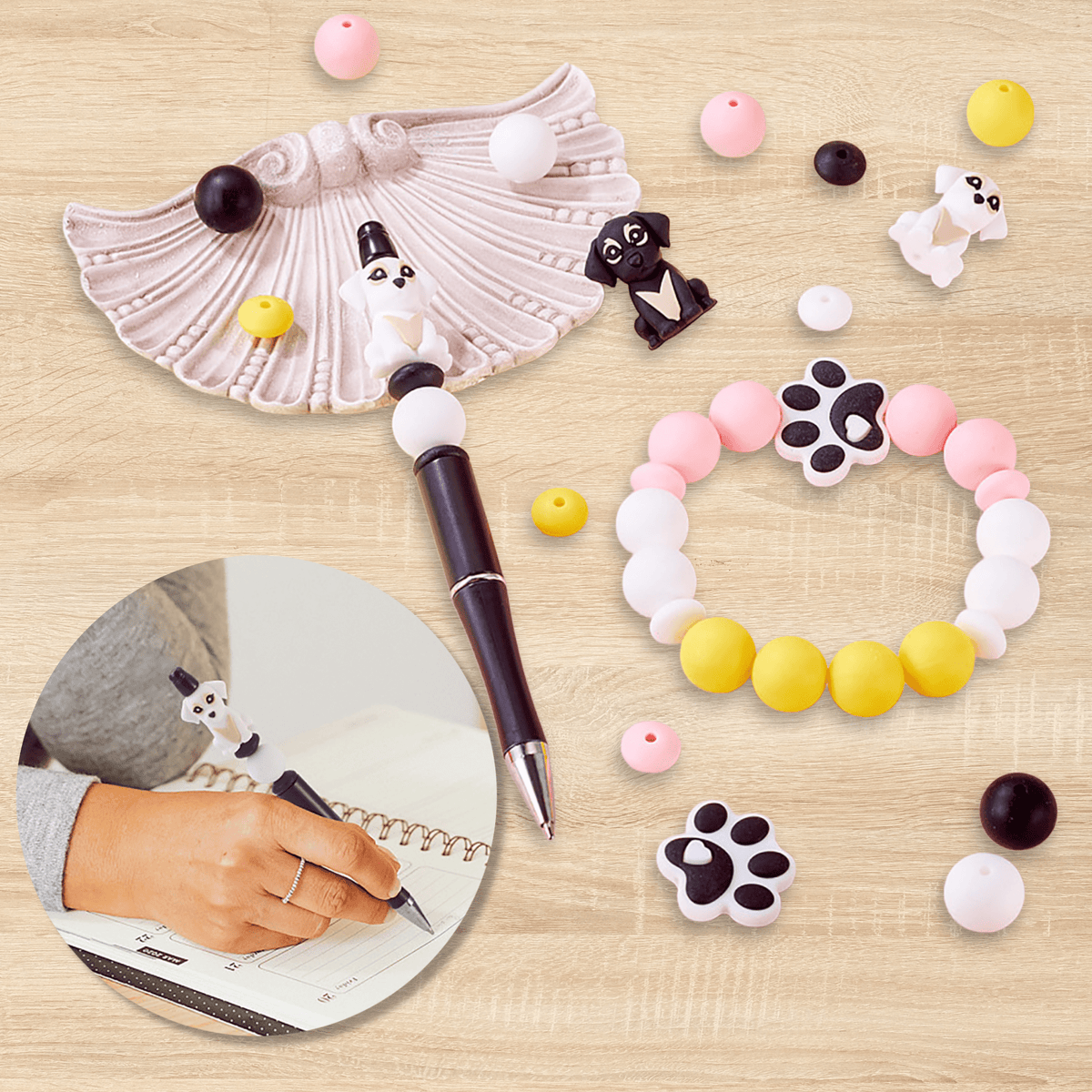 Hunde-Perlenset – Pfötchen & Welpen, 52-teilig - PerlineBeads SA