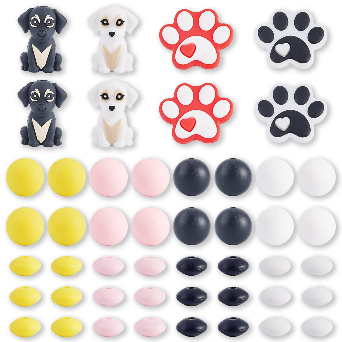 Hunde-Perlenset – Pfötchen & Welpen, 52-teilig - PerlineBeads SA