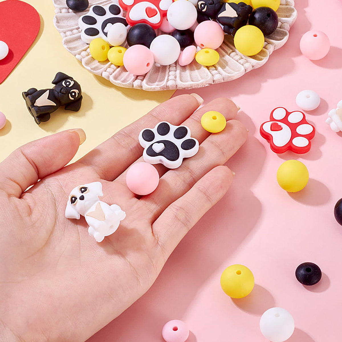 Hunde-Perlenset – Pfötchen & Welpen, 52-teilig - PerlineBeads SA