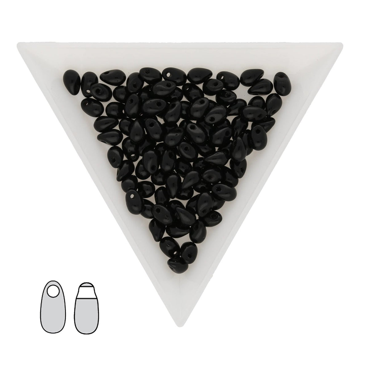 Long Drop Beads 3 x 5.5 mm - Black - PerlineBeads SA