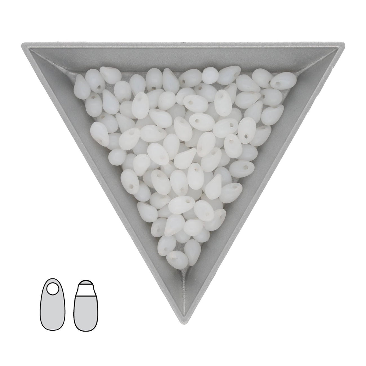 Long Drop Beads 3 x 5.5 mm - Opal White - PerlineBeads SA