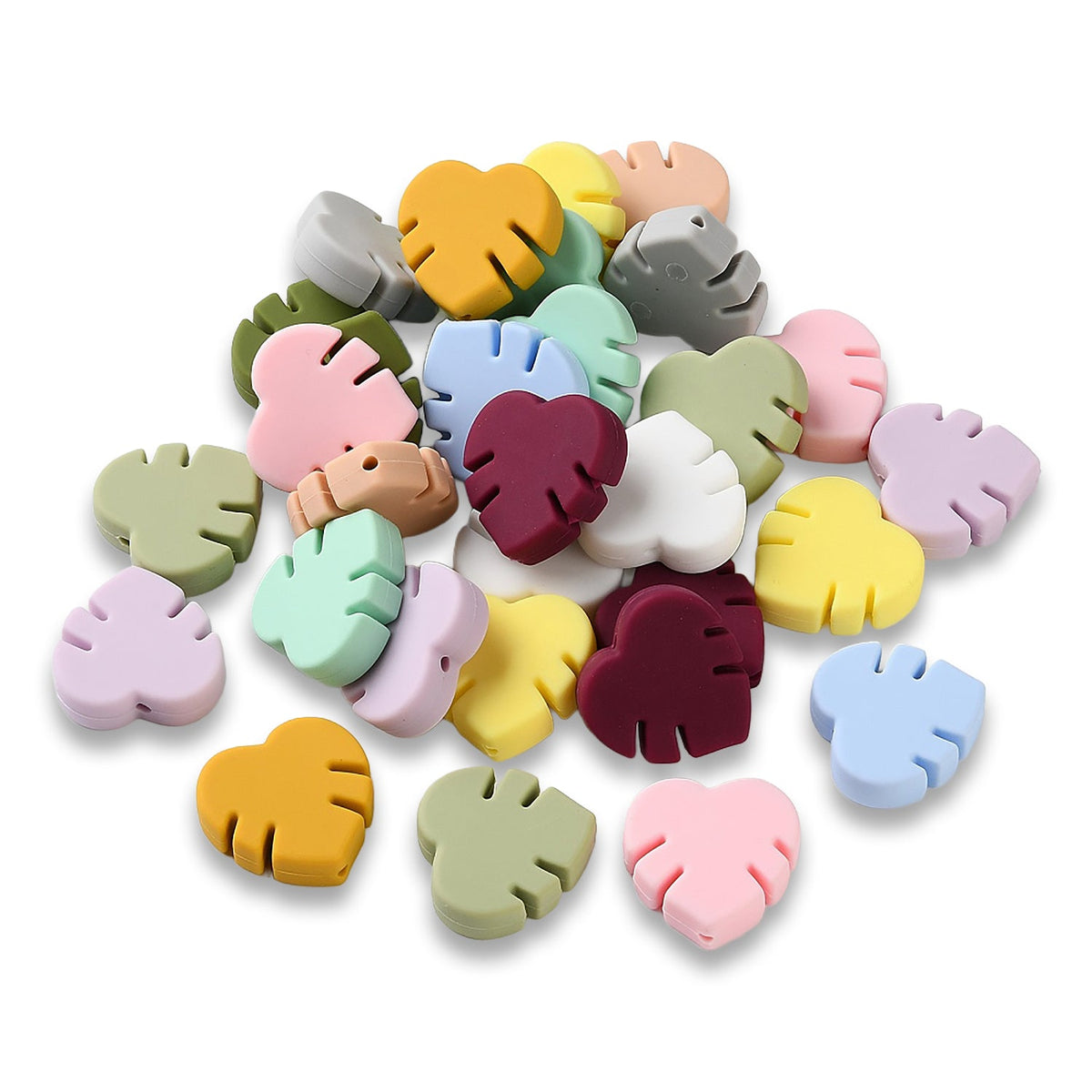 Monstera-Blatt Silikonperle • Herzform, versch. Farben - PerlineBeads SA