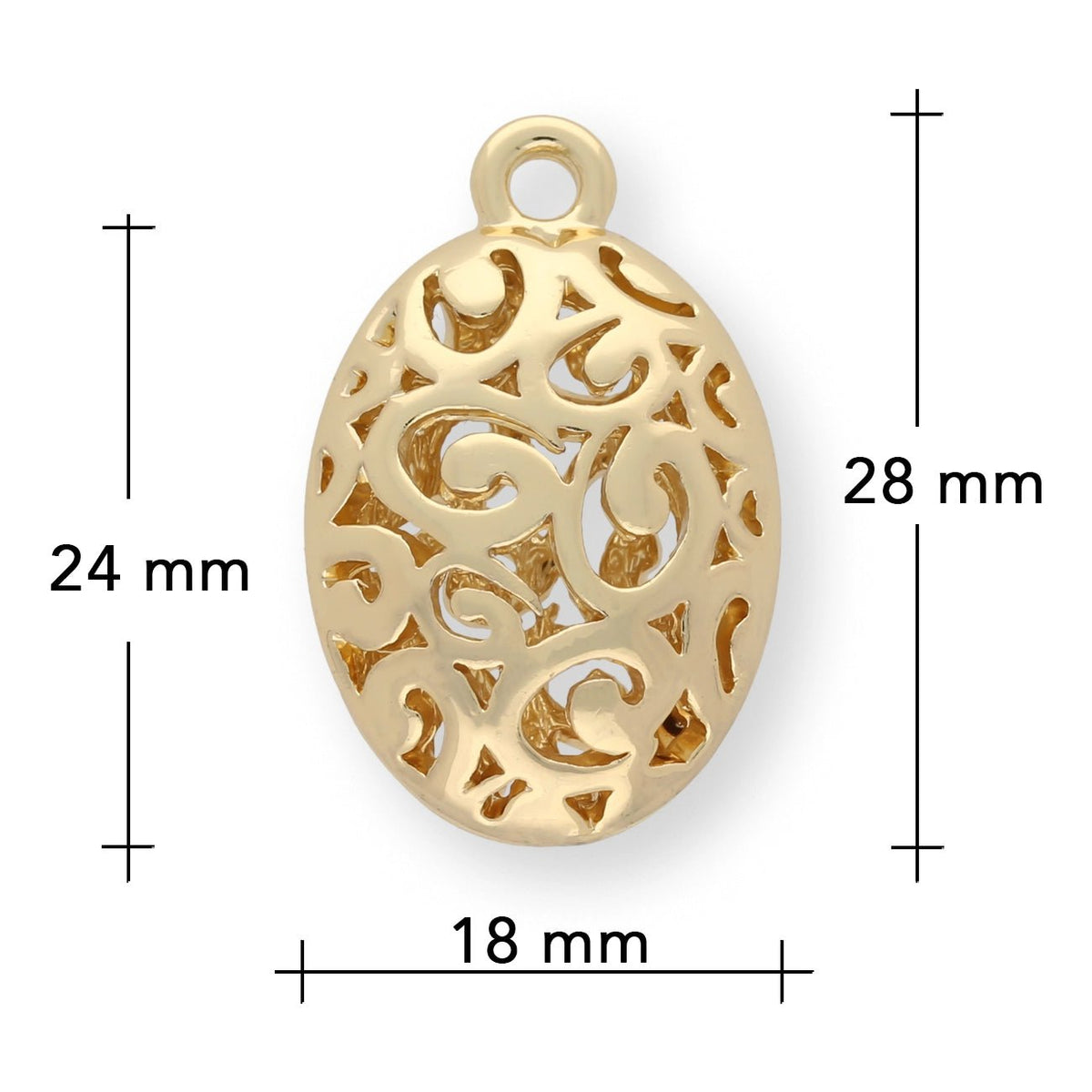 Ovaler Ornament - Anhänger - Farbe gold - PerlineBeads SA