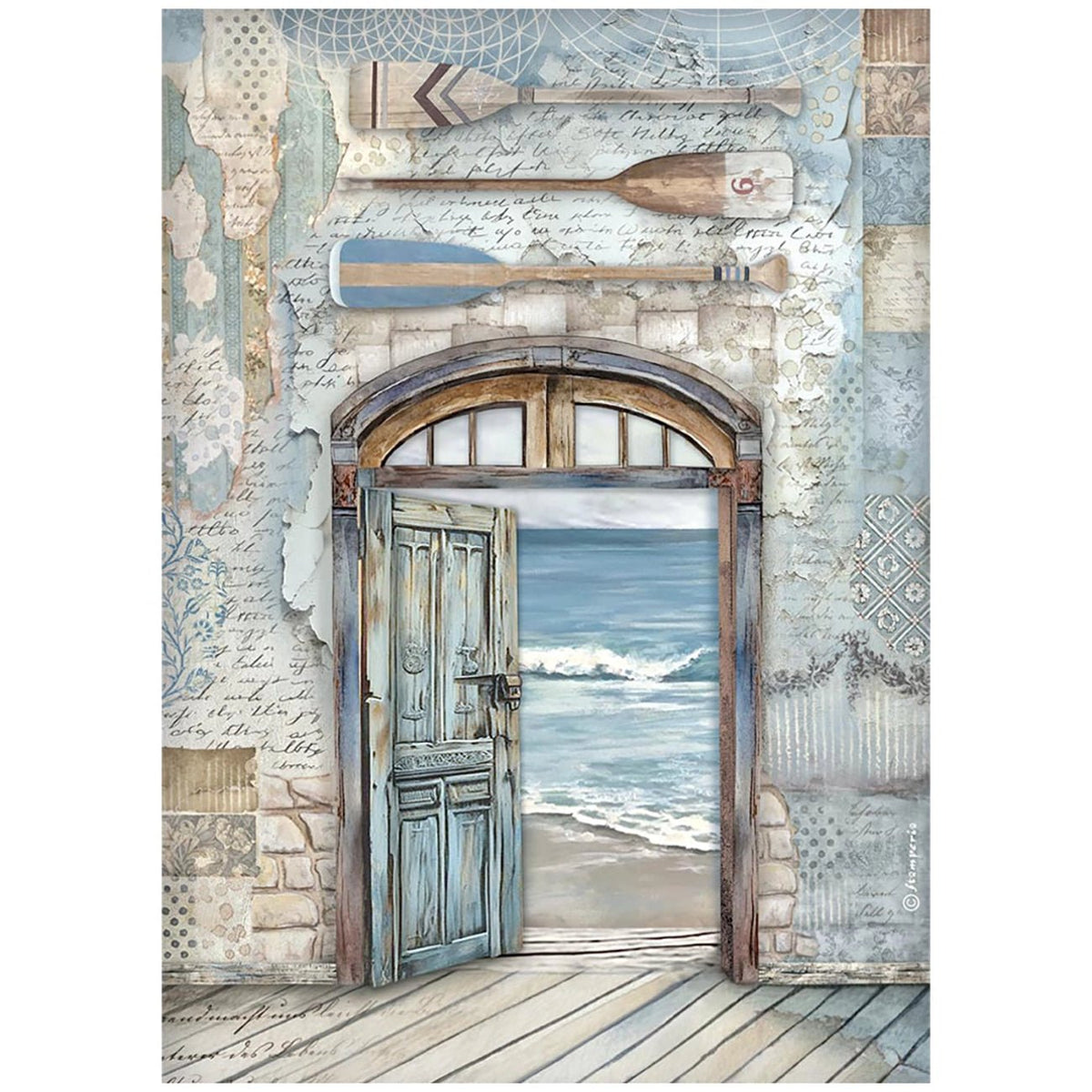 Reispapier - Decoupage "Silent Sea" - Türe - A4 - PerlineBeads SA