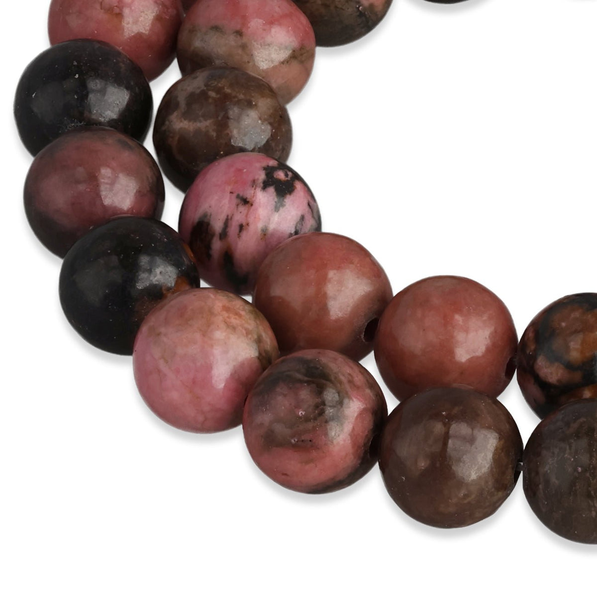 Rhodonit Perlen mit Matrix · rund · 8 mm - PerlineBeads SA