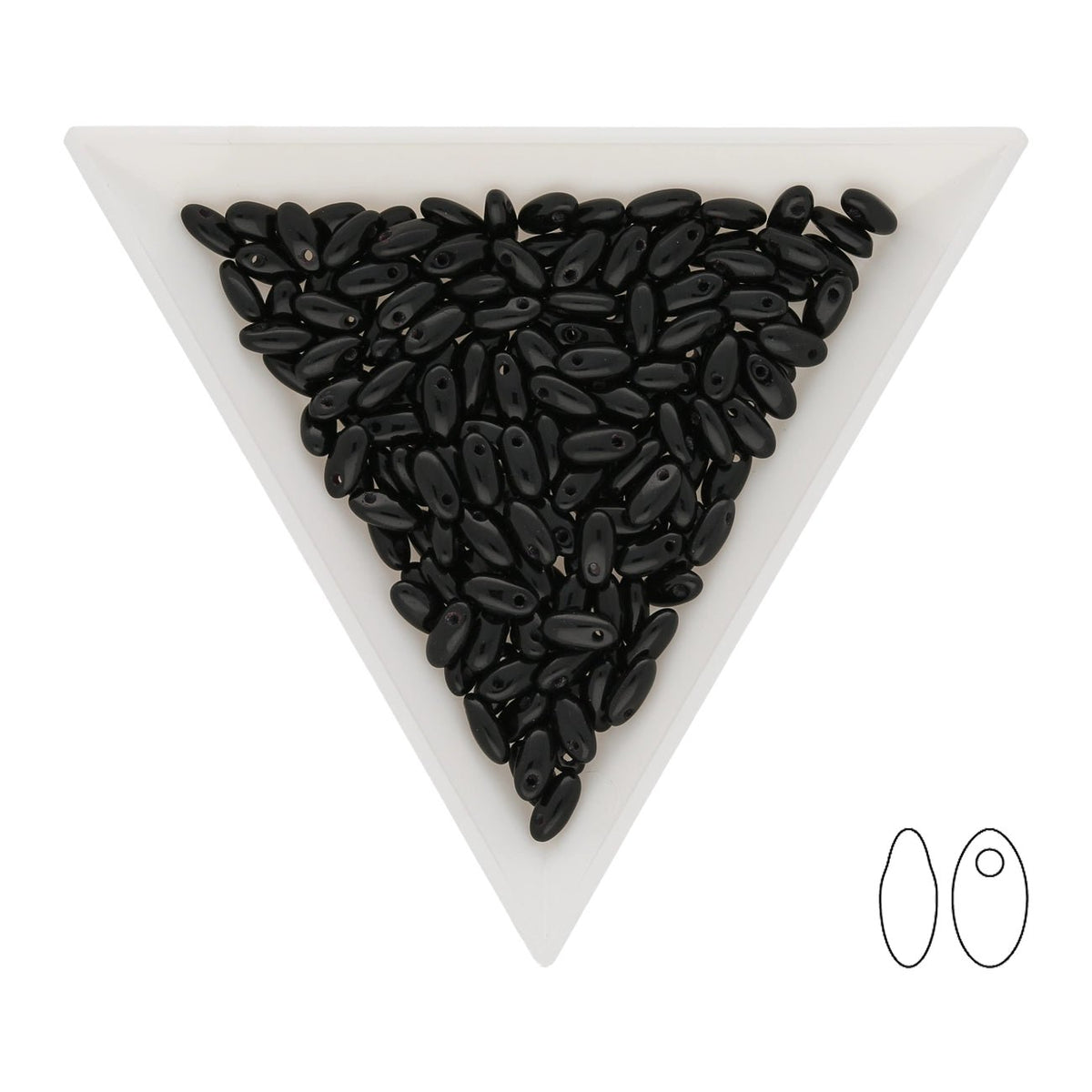 Rizo Glasperlen - 2,5 x 6 mm - Jet - PerlineBeads SA