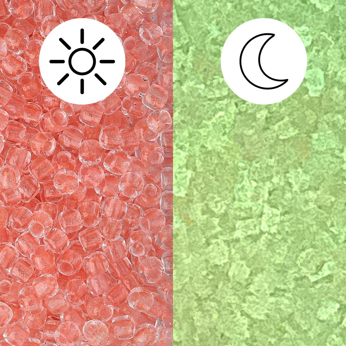 Rocailles-Perlen Toho 11/0 • Glow in the Dark • Pink/Yellow Green - PerlineBeads SA