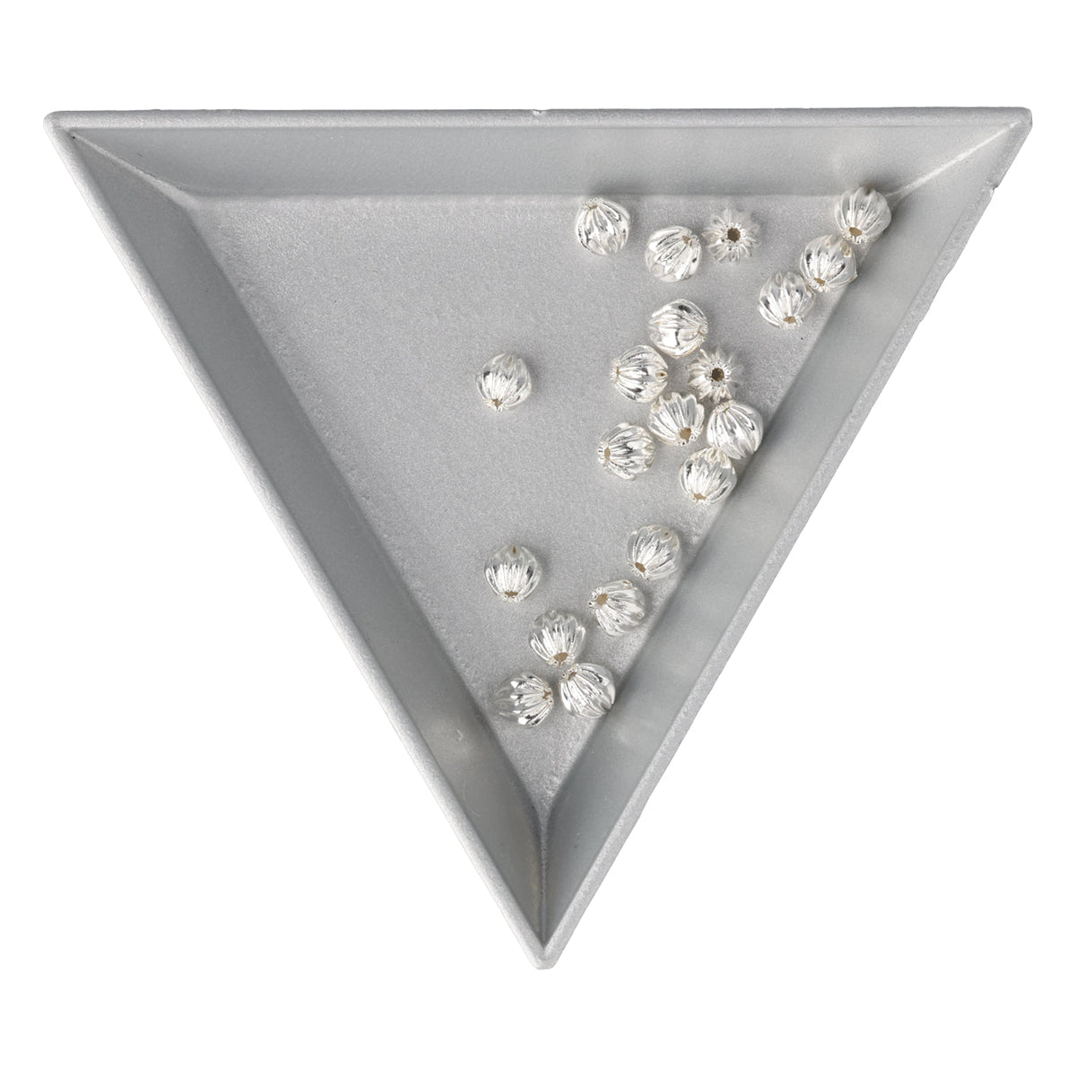 Runde gewellte Metallperle ∅ ca. 4 mm - Versilbert (20 Stk.) - PerlineBeads SA