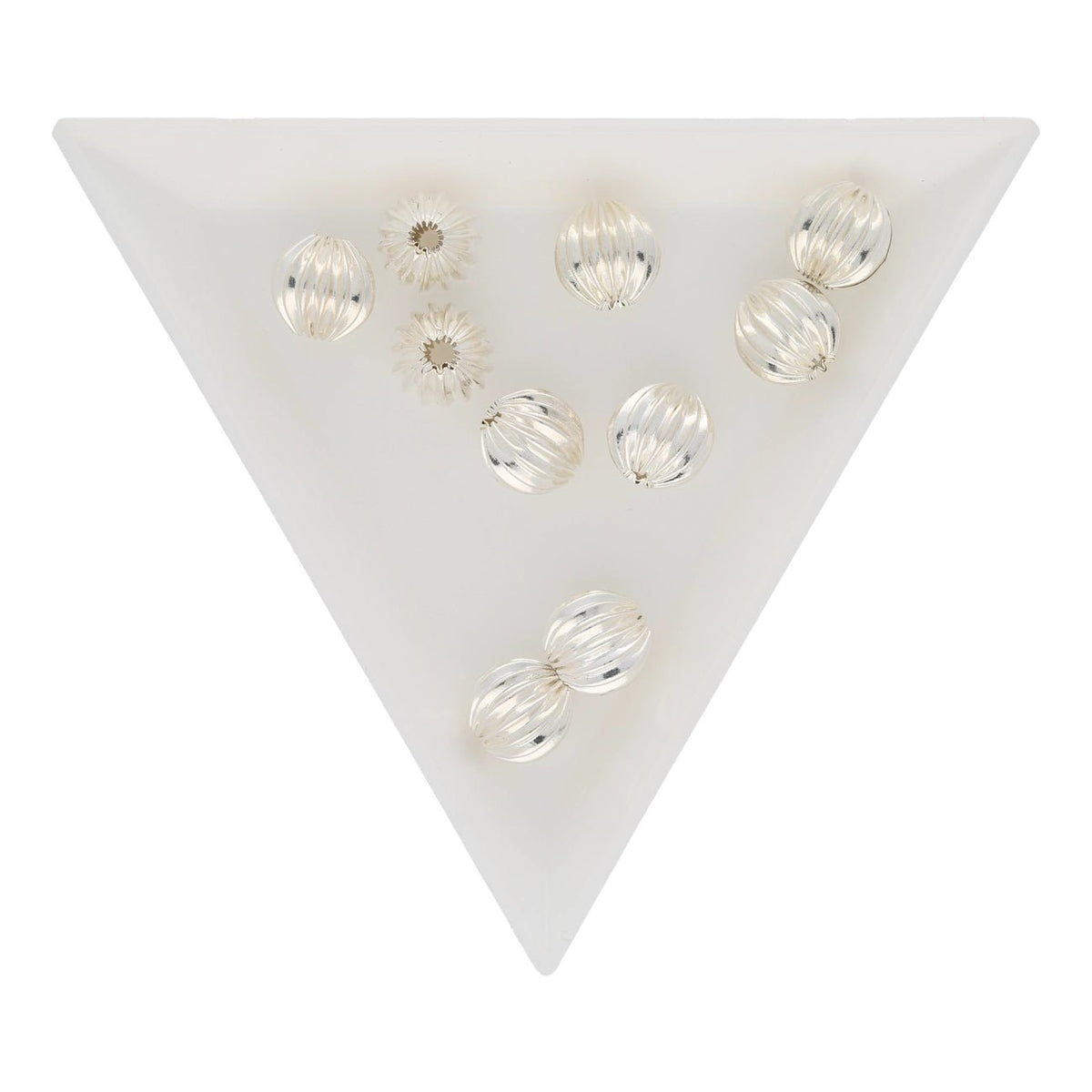 Runde gewellte Metallperle ∅ ca. 8 mm - Versilbert (10 Stk.) - PerlineBeads SA