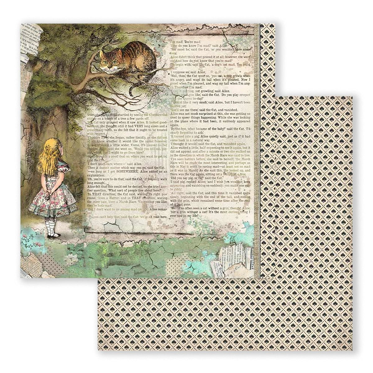 Scrapbook - Block "Alice in Wonderland" - Double Face - 10 Seiten - 30,5 x 30,5 cm (12 x 12 inch) - PerlineBeads SA