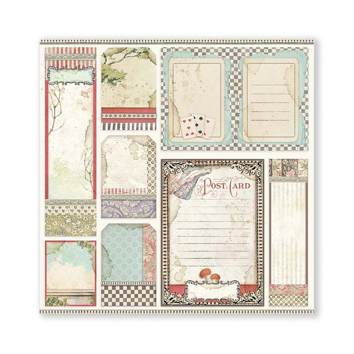 Scrapbook - Block "Alice Through the Looking Glass" - Double Face - 10 Seiten - 20,3 x 20,3 (8x8 inch) - PerlineBeads SA