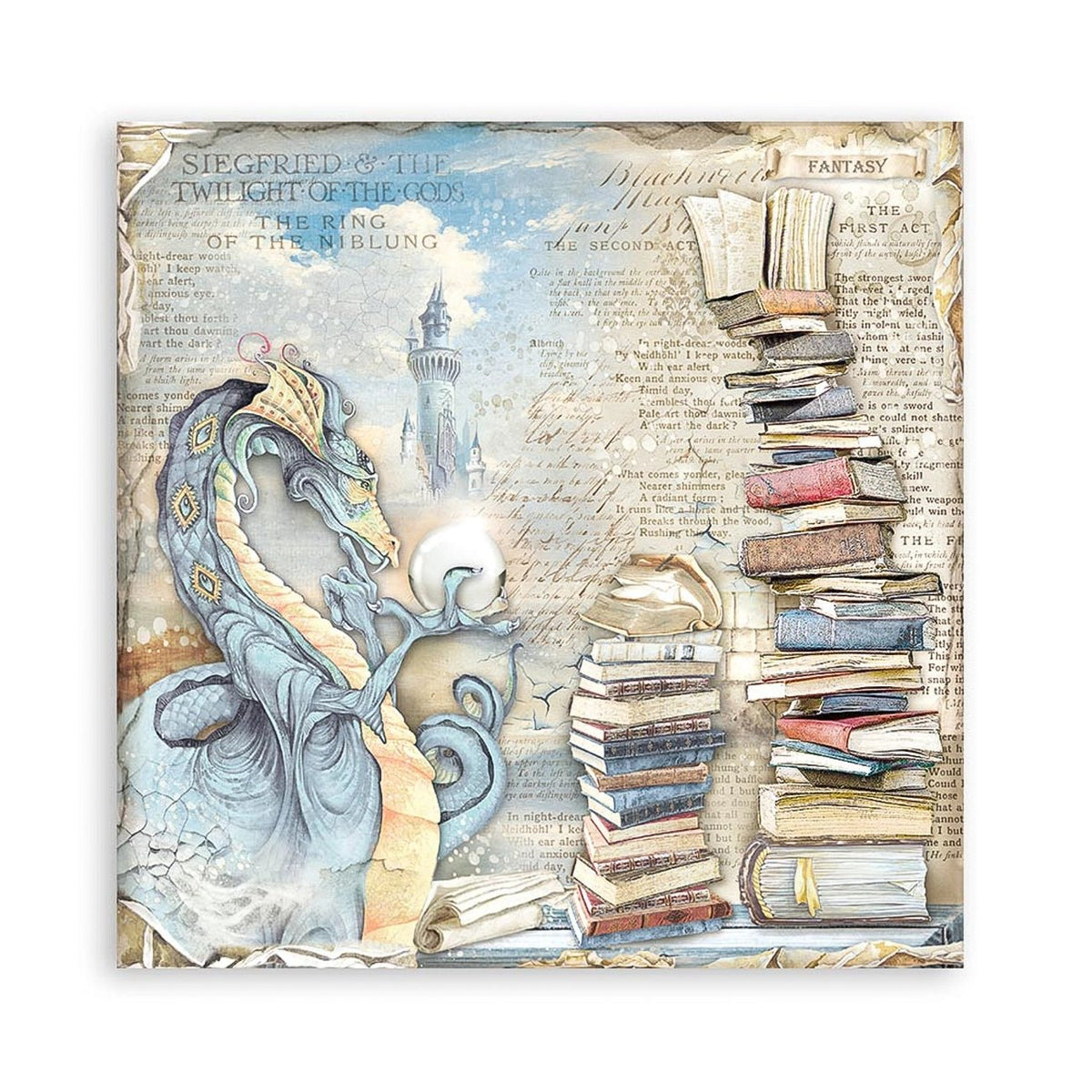 Scrapbook - Block "Vintage Library" - Double Face - 10 Seiten - 20,3 x 20,3 (8x8 inch) - PerlineBeads SA