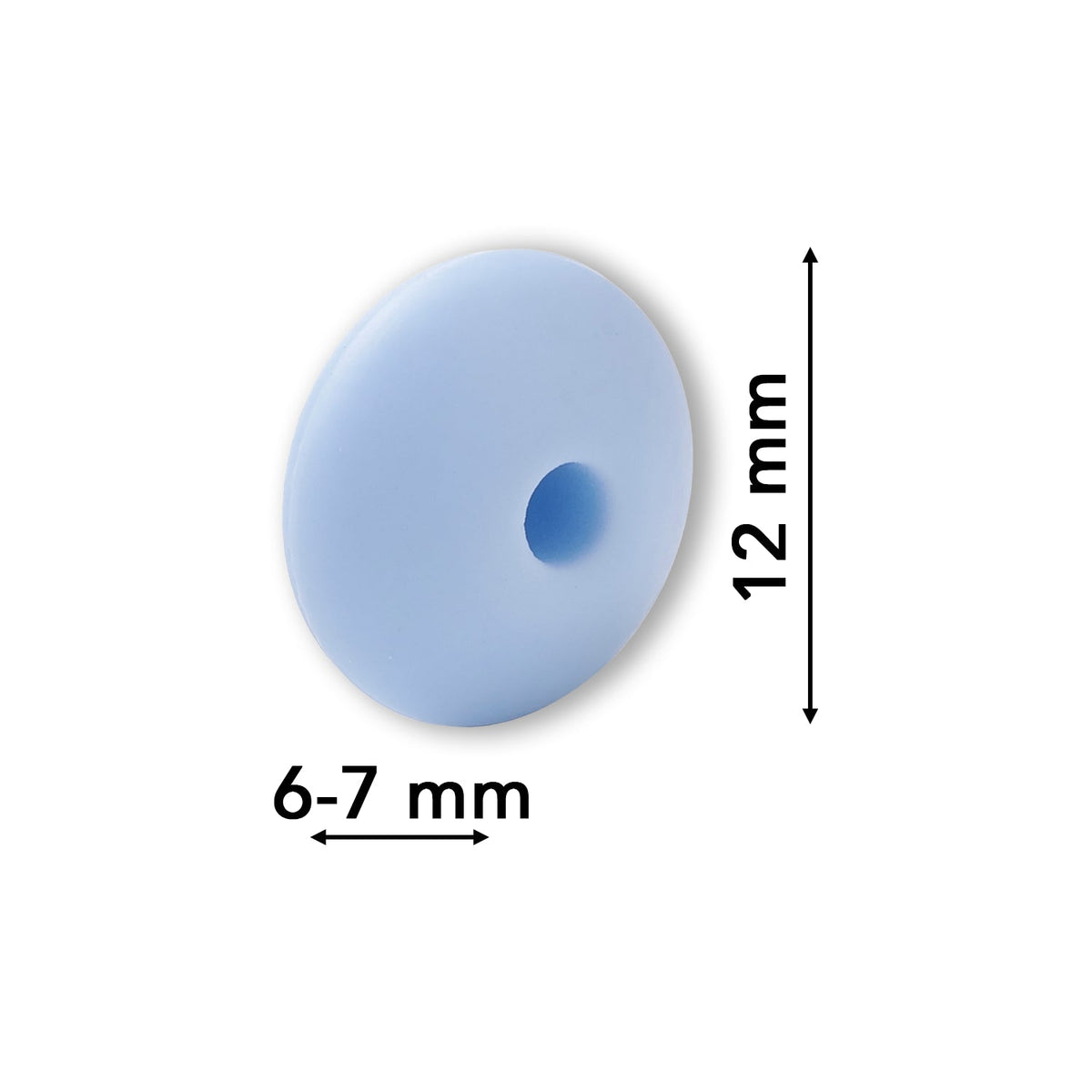 Silikon-Perle Rondelle • Hellblau, 12x6-7mm - PerlineBeads SA