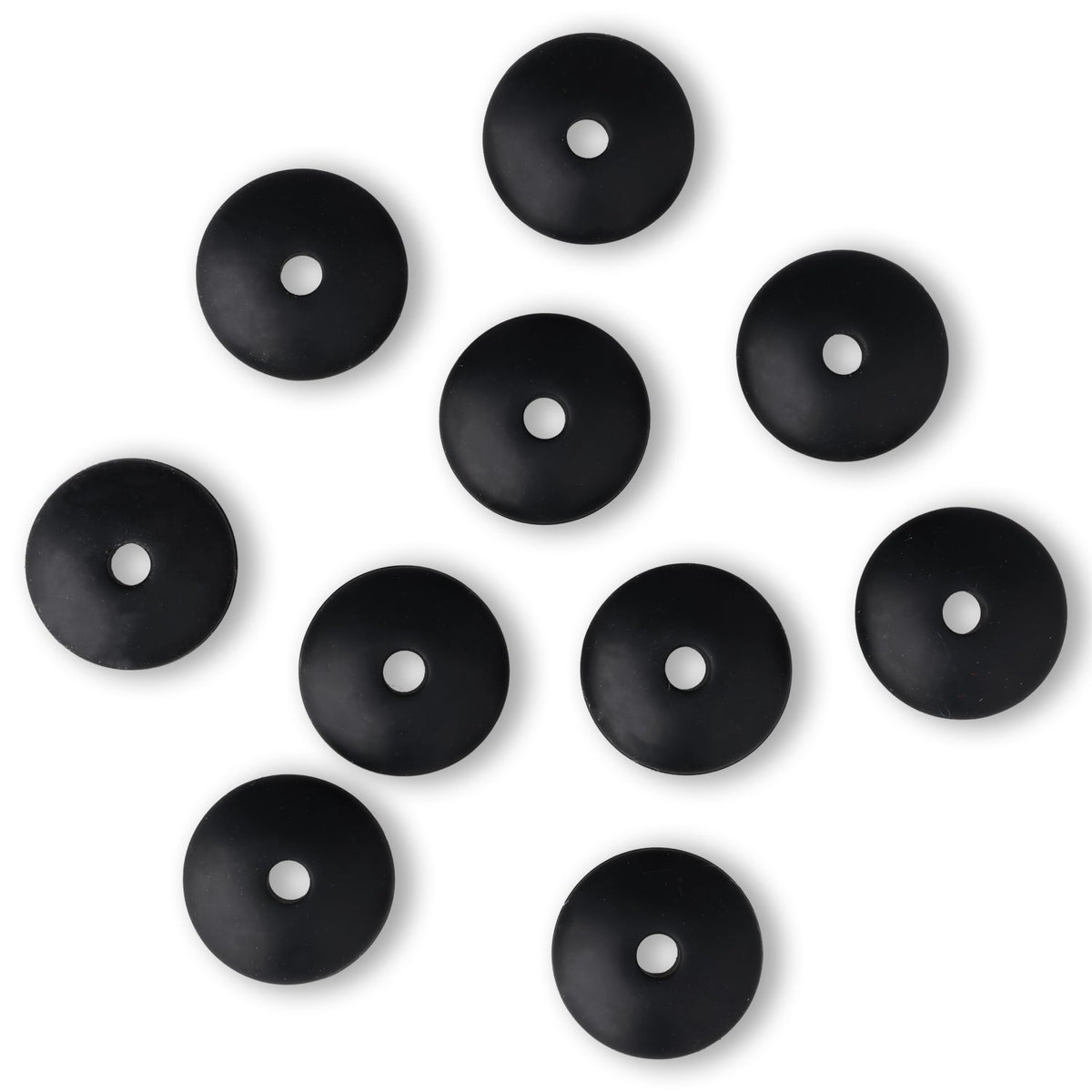 Silikon-Perle Rondelle • Schwarz, 12x6-7mm - PerlineBeads SA