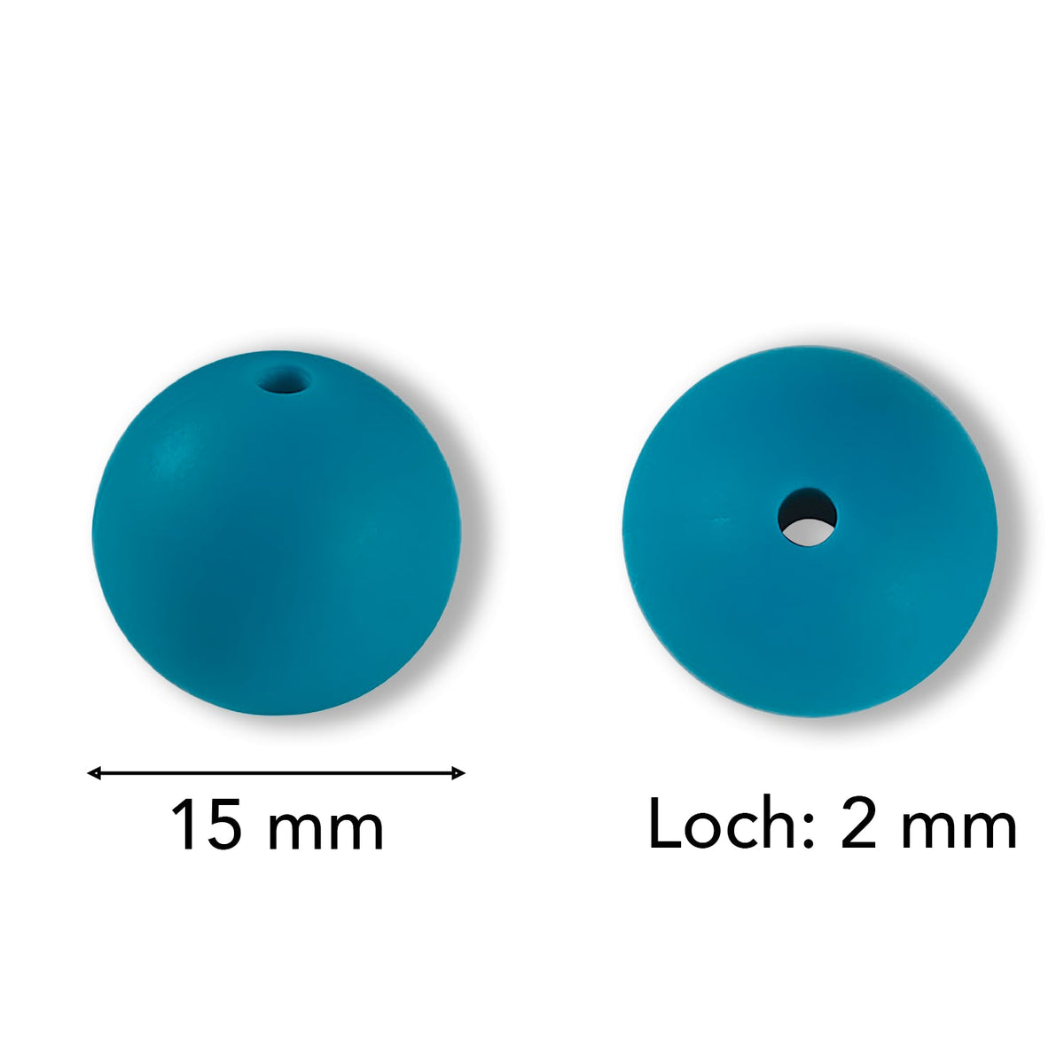 Silikon-Perle Rund • Cadet Blue, 15mm - PerlineBeads SA
