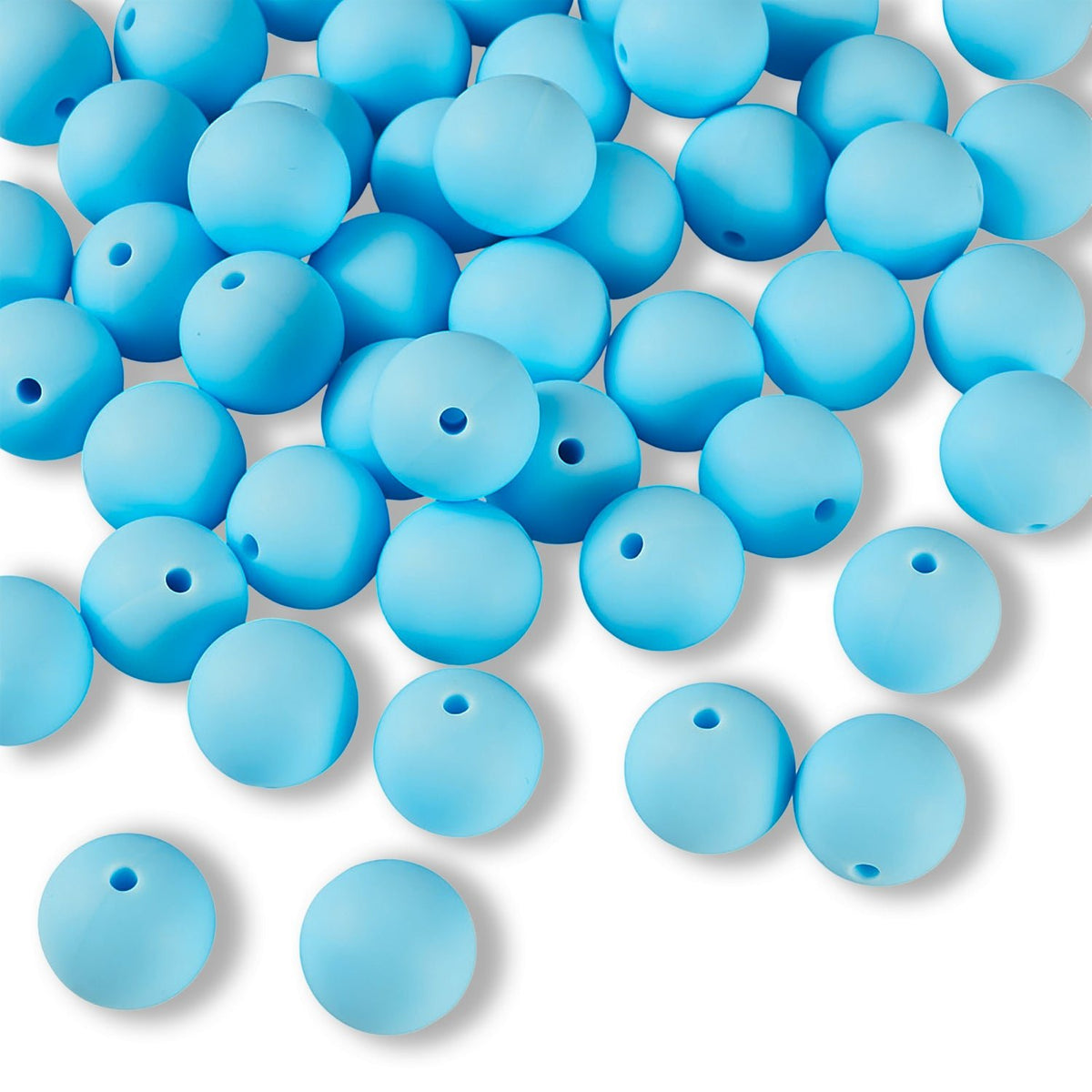 Silikon-Perle Rund • Light Sky Blue, 15mm - PerlineBeads SA