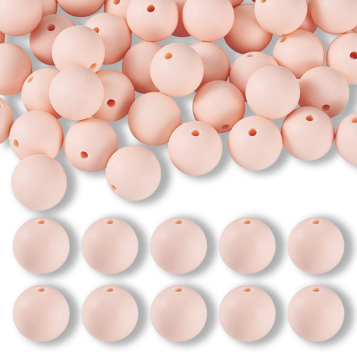 Silikon-Perle Rund • Misty Rose, 15mm - PerlineBeads SA