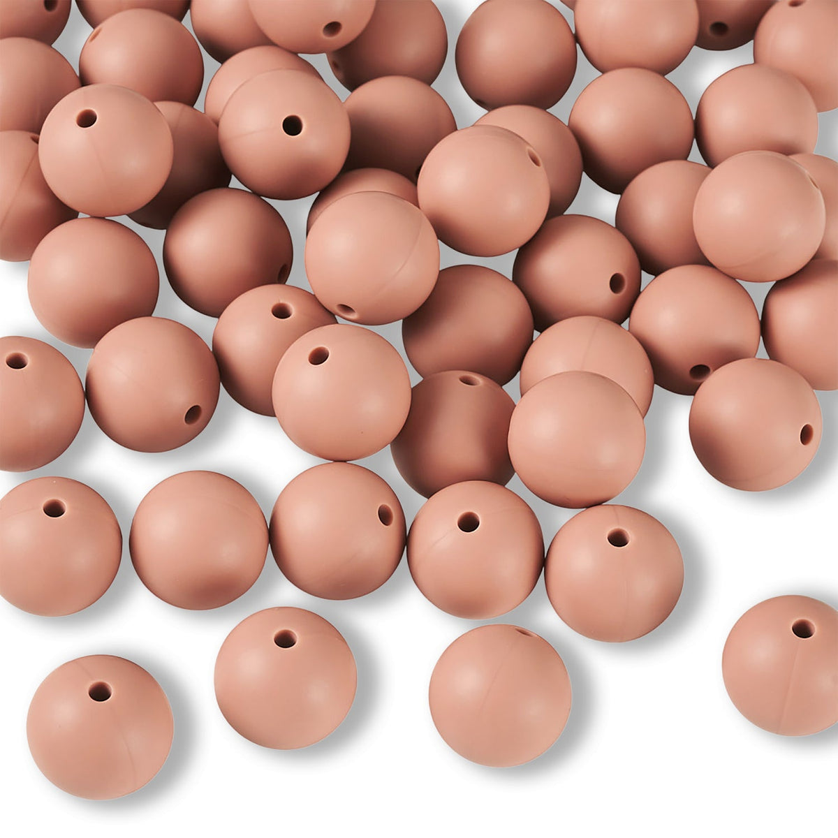 Silikon-Perle Rund • Rosy Brown, 15mm - PerlineBeads SA