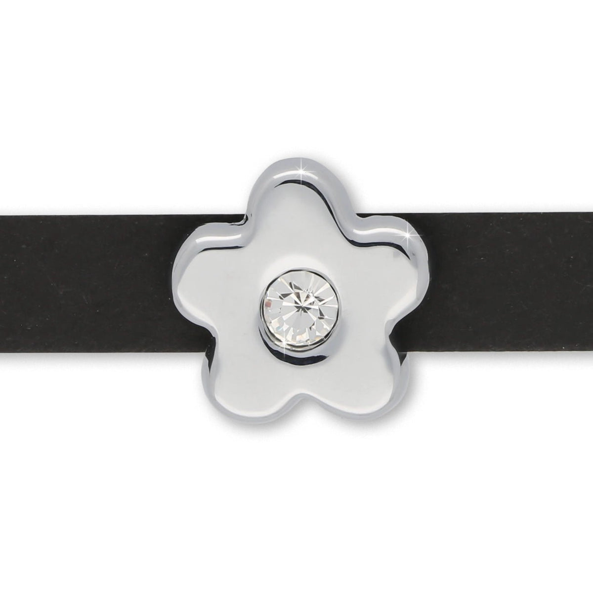 Slider «Flower» Silver mit Strass – Elegante Blüte - PerlineBeads SA