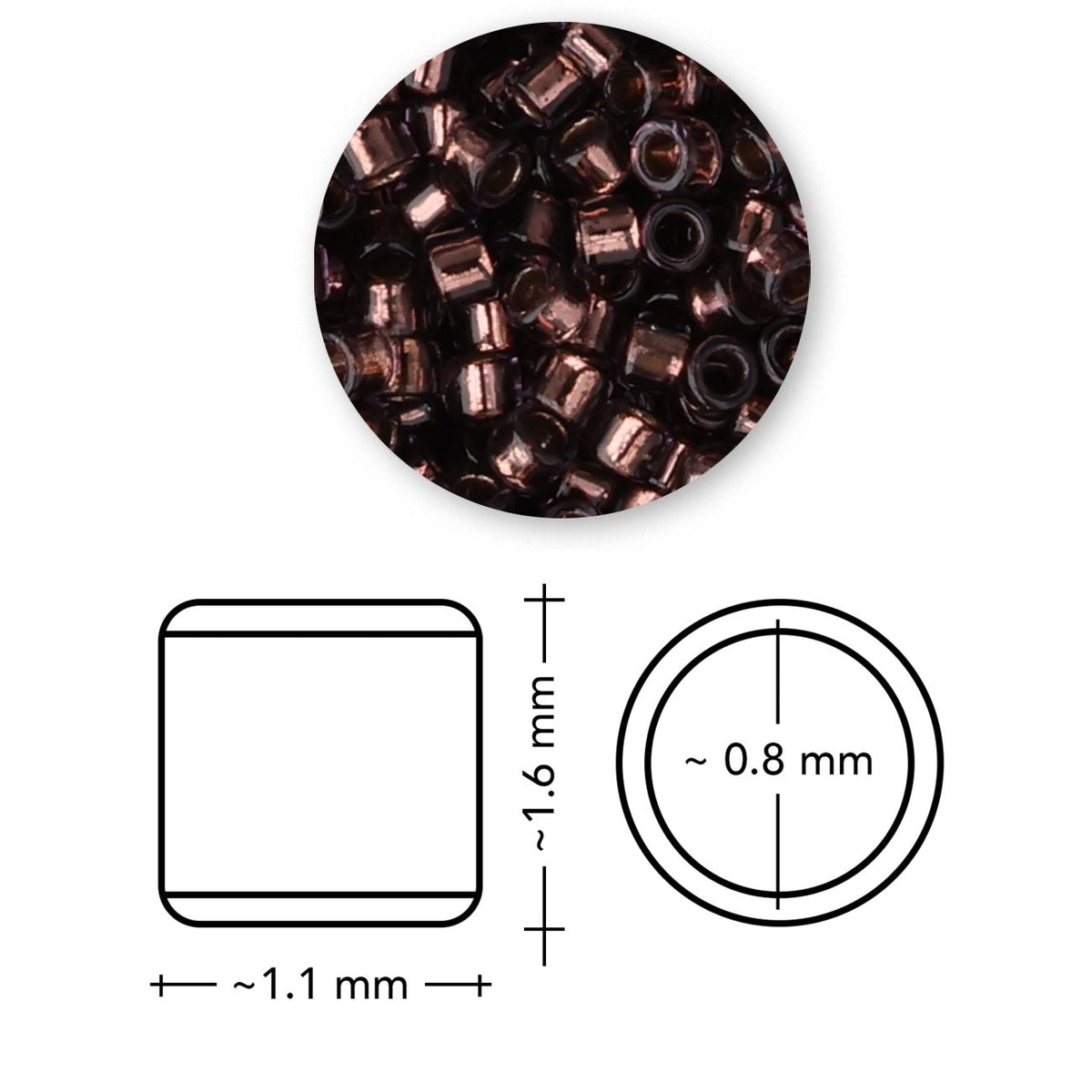TOHO Aiko - Copper-Lined Dark Amethyst - PerlineBeads SA