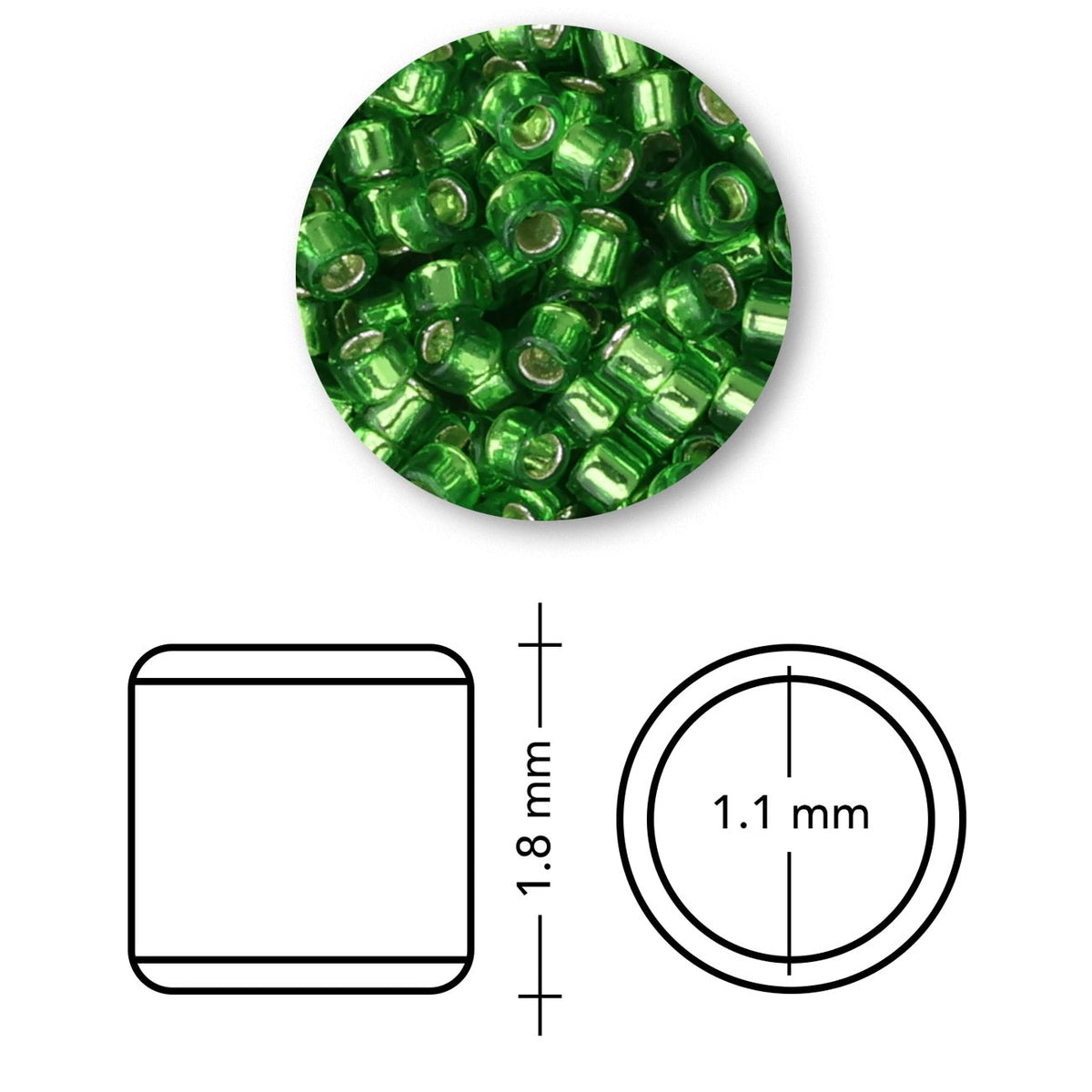 TOHO Treasure - Transparent Silver-Lined Grass Green - PerlineBeads SA