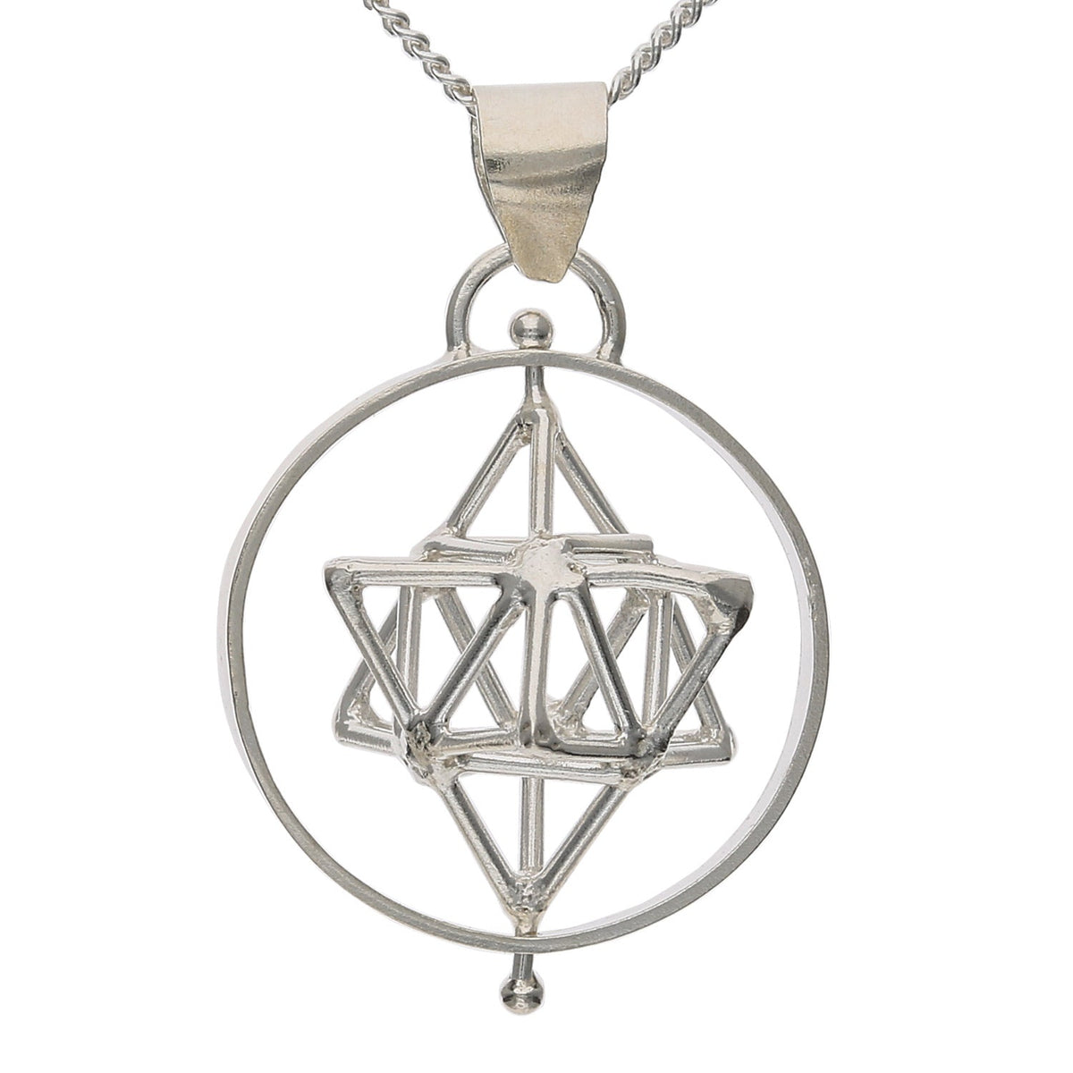 Dreidimensionaler Anhänger, Merkaba, einfacher Kreis, Silber - PerlineBeads