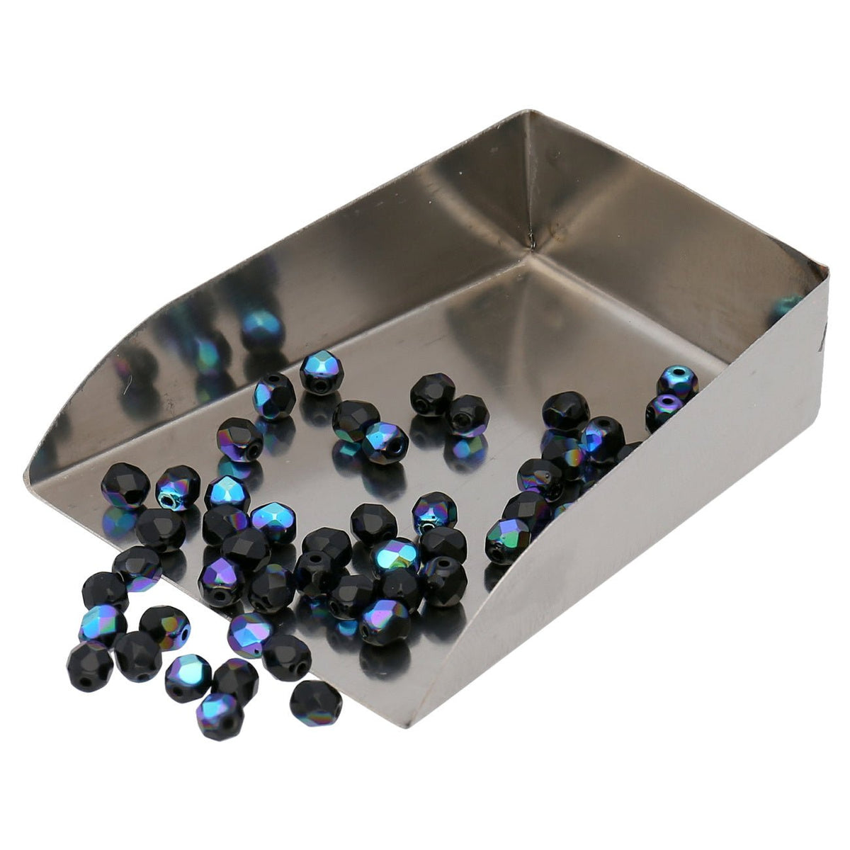 Fire polished 4 mm Glasperlen - Jet AB - PerlineBeads