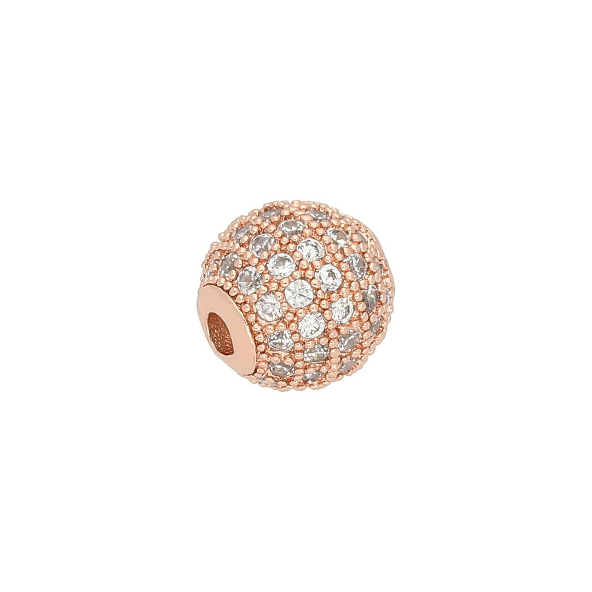 Metallperle Cubic Zirconia micro pavé - 8 mm - Kristall-Rotgold - PerlineBeads