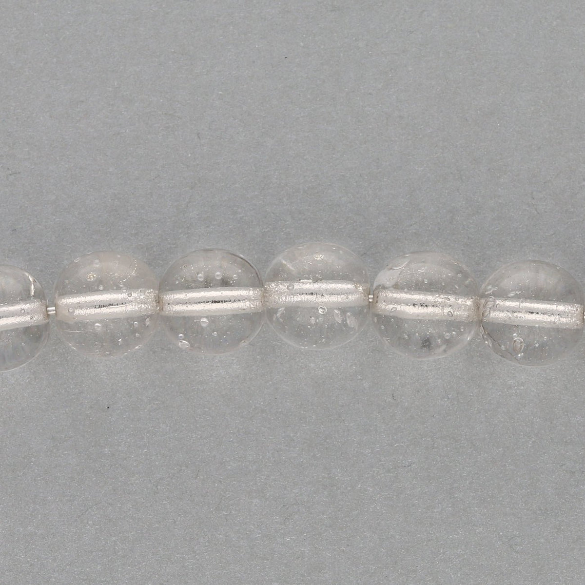 Recycelte Glasperlen 8 mm - Lined Bubbles Silver - PerlineBeads