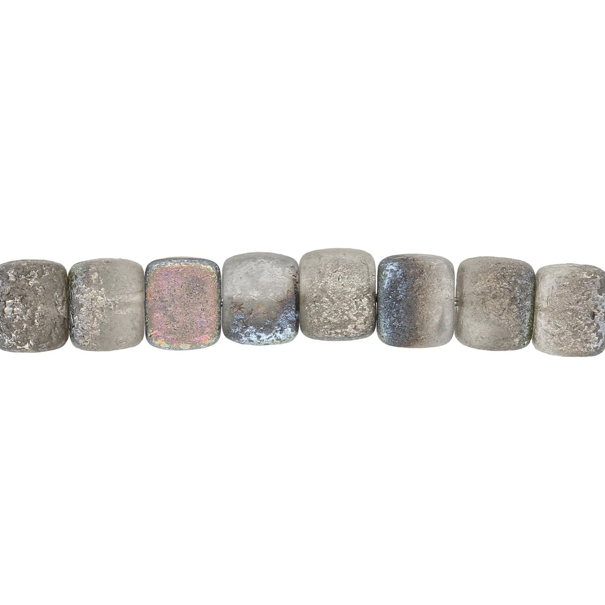 Recycelte Glasperlen "Cubes" - Rusty Chrome - PerlineBeads