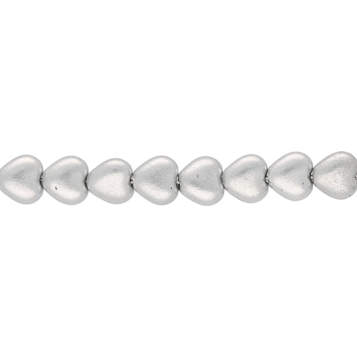 Recycelte Glasperlen "Hearts" - Matt Silver - PerlineBeads