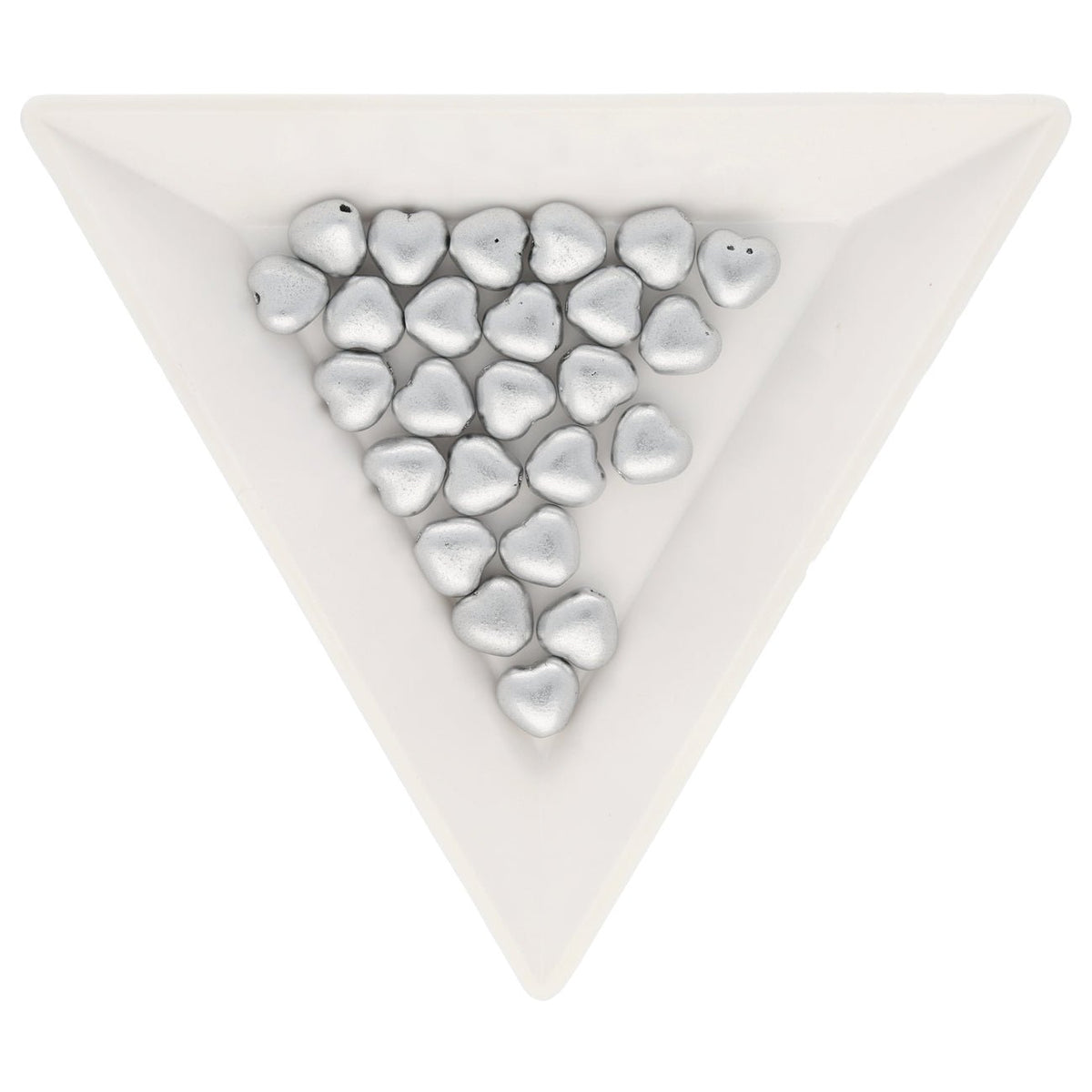 Recycelte Glasperlen "Hearts" - Matt Silver - PerlineBeads