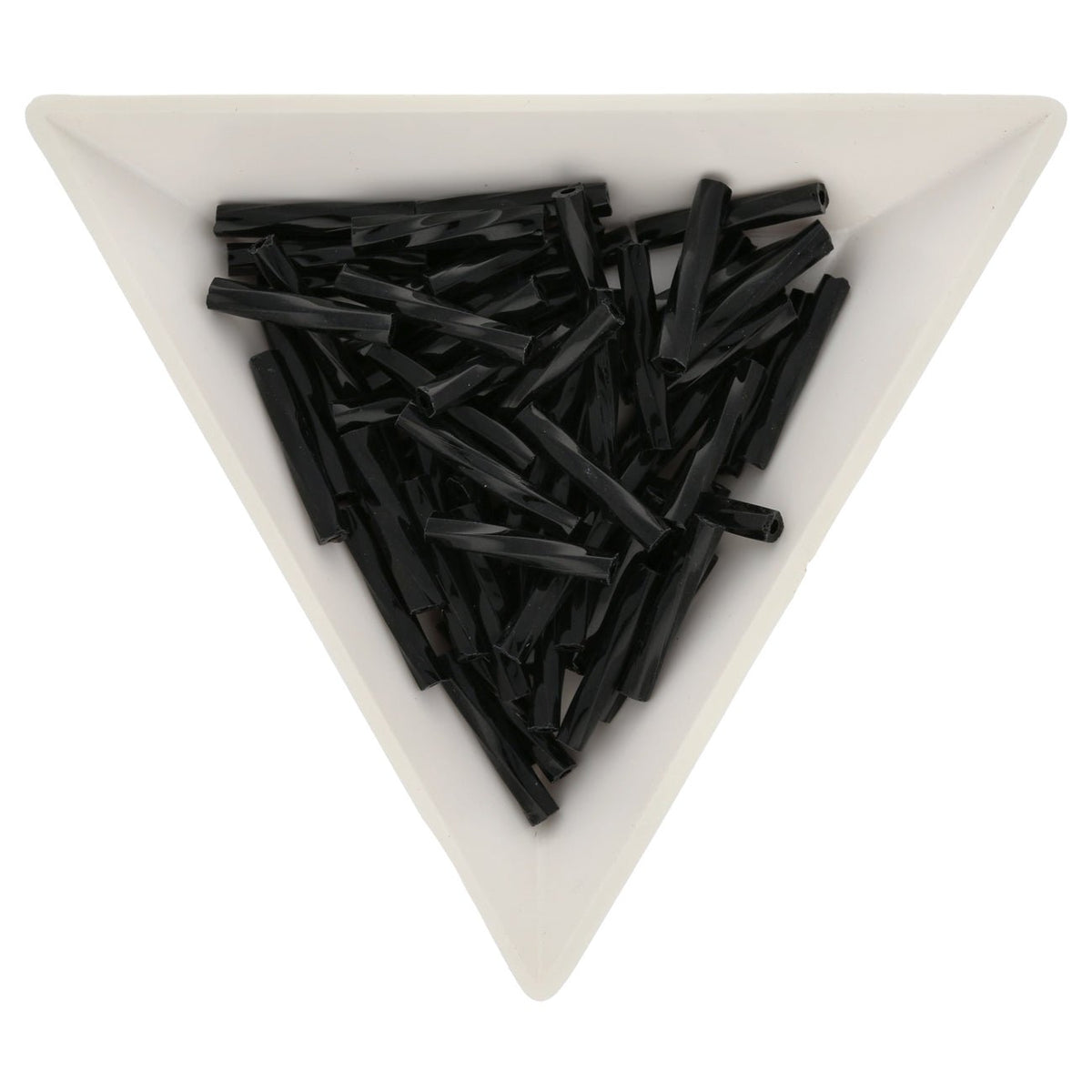 Twisted Bugle Glasperlen 15 mm – Jet - PerlineBeads