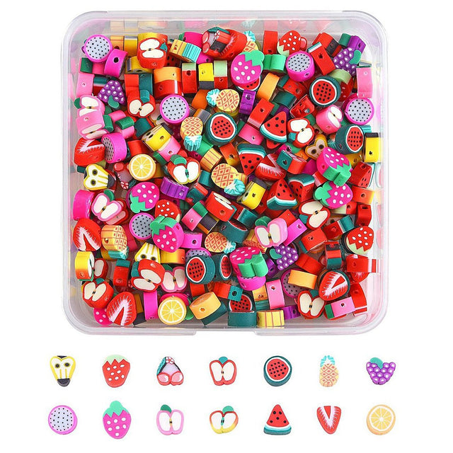 280 Stk. Perlen aus Polymer-Paste – Früchte (14x 20 Stk.) - PerlineBeads