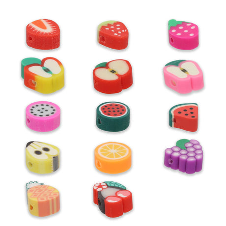 280 Stk. Perlen aus Polymer-Paste – Früchte (14x 20 Stk.) - PerlineBeads