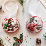 Perlen-Stickset Weihnachtsanhänger • Weihnachtsmann & Schneemann