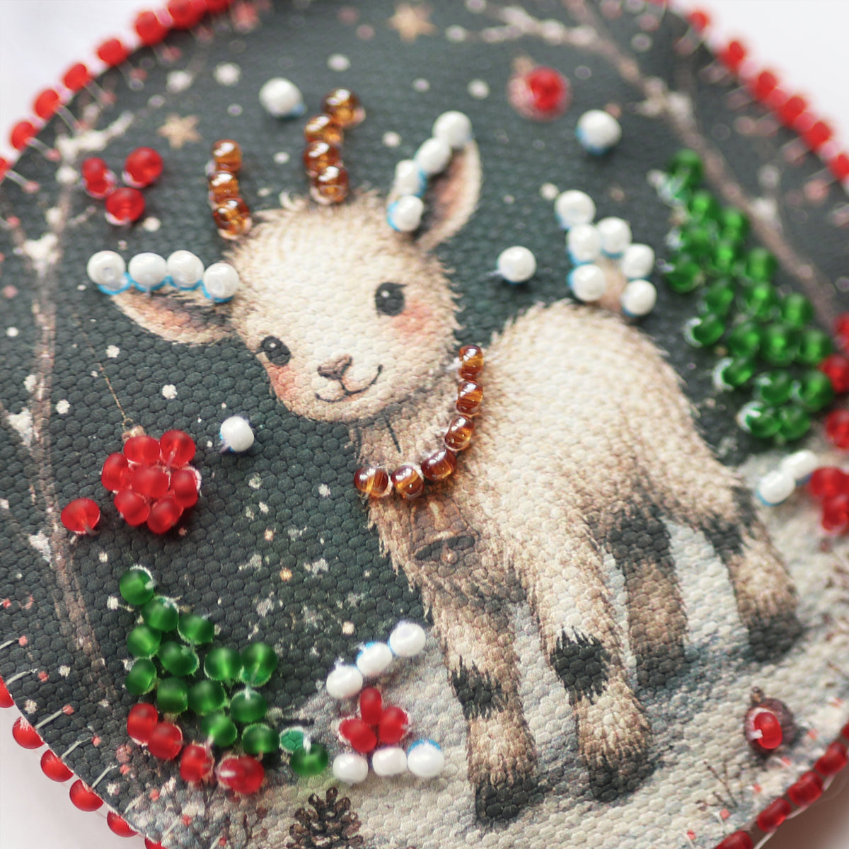 Kit broderie de perles suspension de Noël • Renne & sapin de Noël