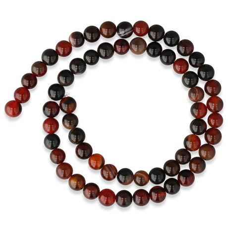 Achat Perlen mehrfarbig – Rot/Schwarz · rund · 6 mm - PerlineBeads SA