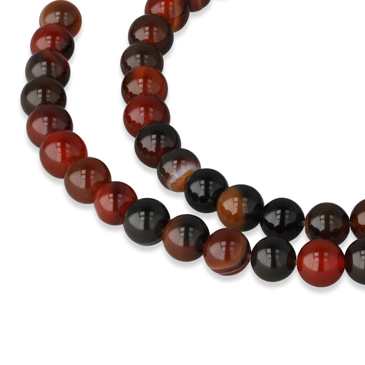 Achat Perlen mehrfarbig – Rot/Schwarz · rund · 6 mm - PerlineBeads SA