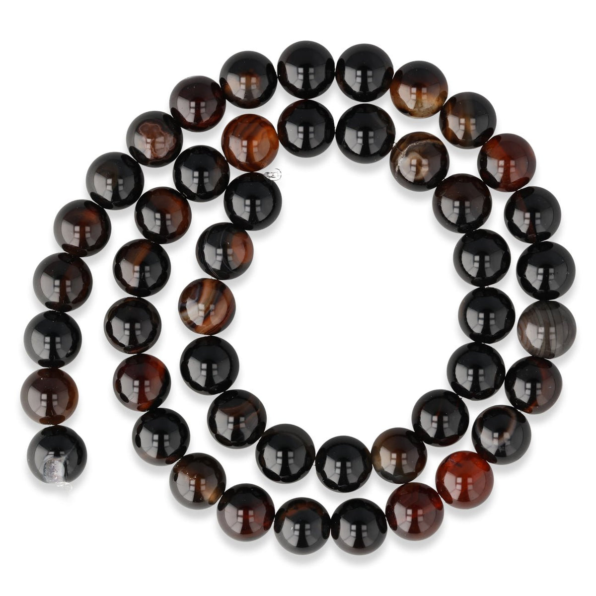 Achat Perlen mehrfarbig – Rot/Schwarz · rund · 8 mm - PerlineBeads SA