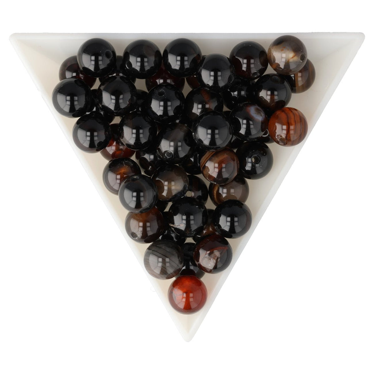 Achat Perlen mehrfarbig – Rot/Schwarz · rund · 8 mm - PerlineBeads SA